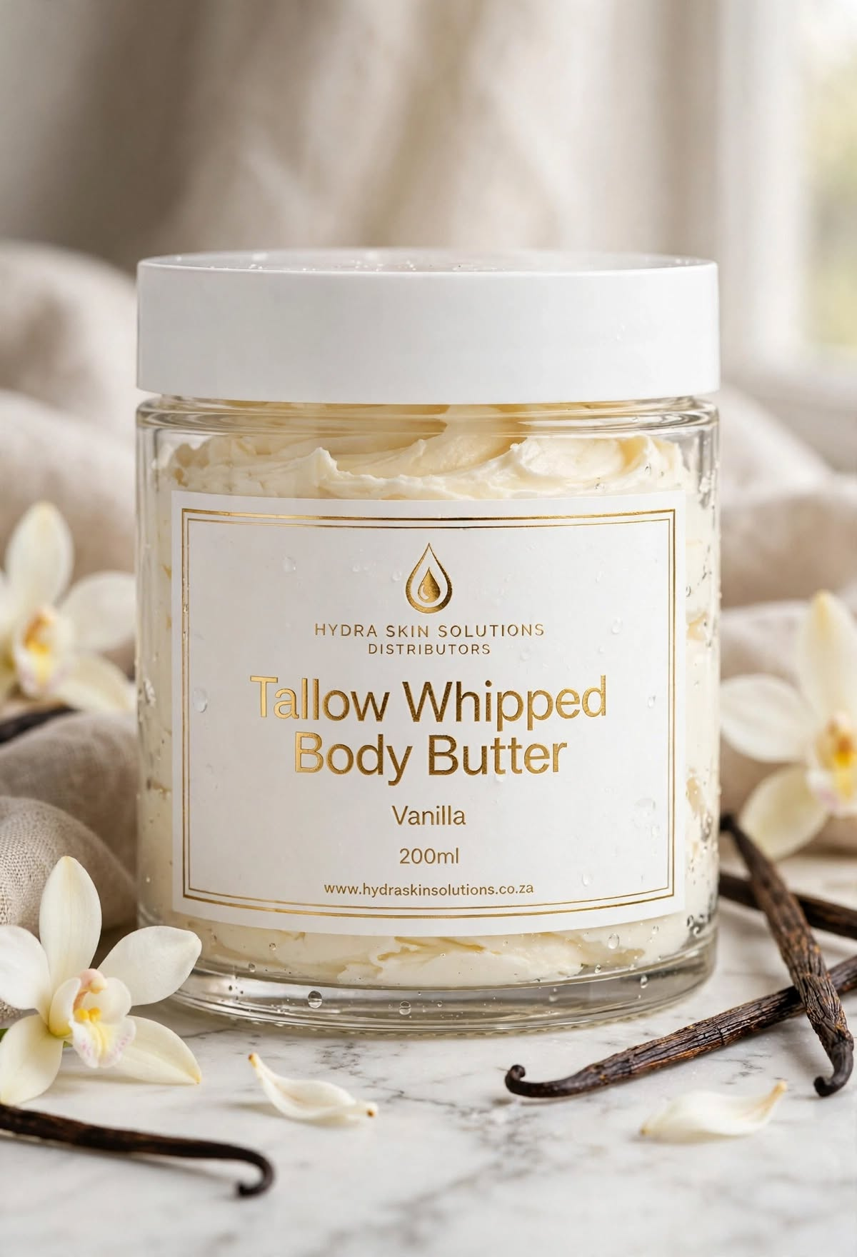 Tallow Whipped Body Butter Vanilla 200ml - Elegant Linen Vanilla
